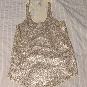 Express champagne  sequin tank top